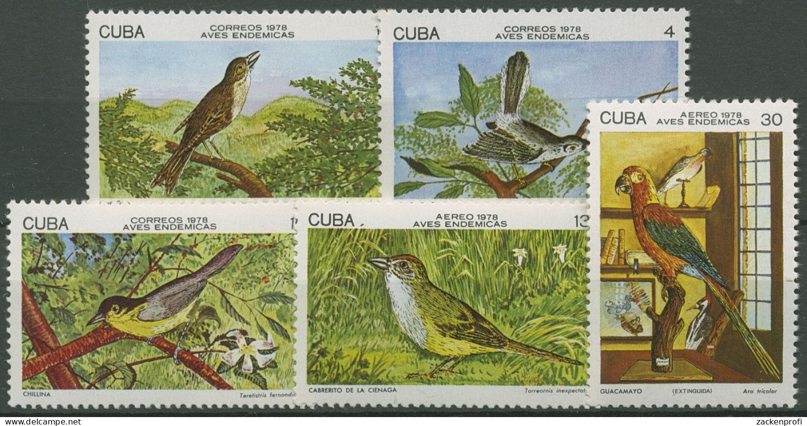 Kuba 1978 Vögel: Kubaclarino, Dreifarben-Ara 2280/84 Postfrisch - Nuovi