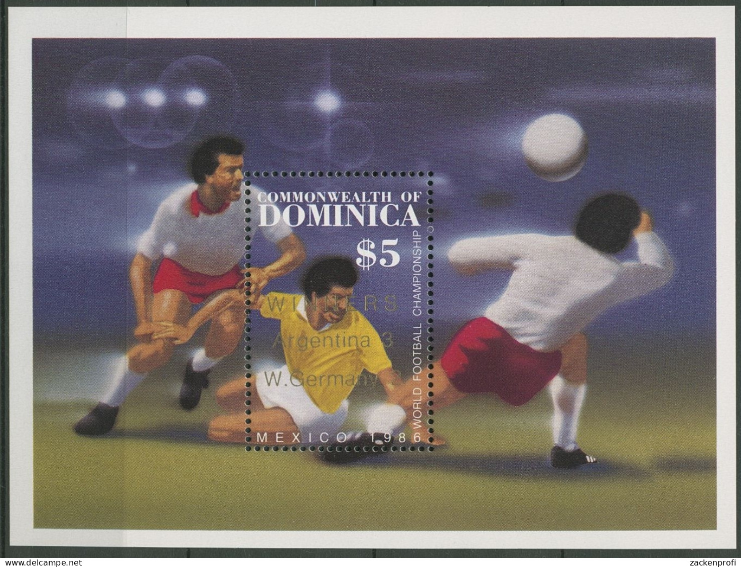 Dominica 1986 Fußball-WM Mexiko Sieg Argentiniens Block 113 Postfrisch (C93962) - Dominica (1978-...)