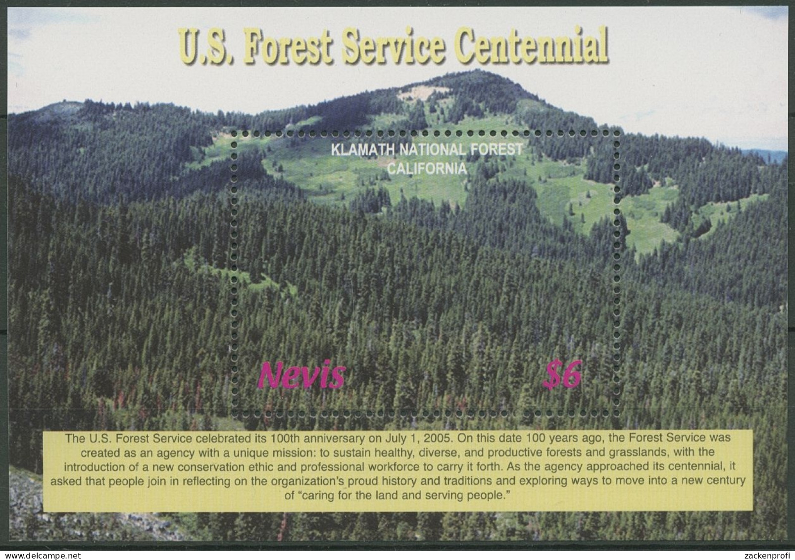 Nevis 2006 Forstbehörde USA Klamath National Forrest Block 263 Postfr. (C93933) - St.Kitts And Nevis ( 1983-...)