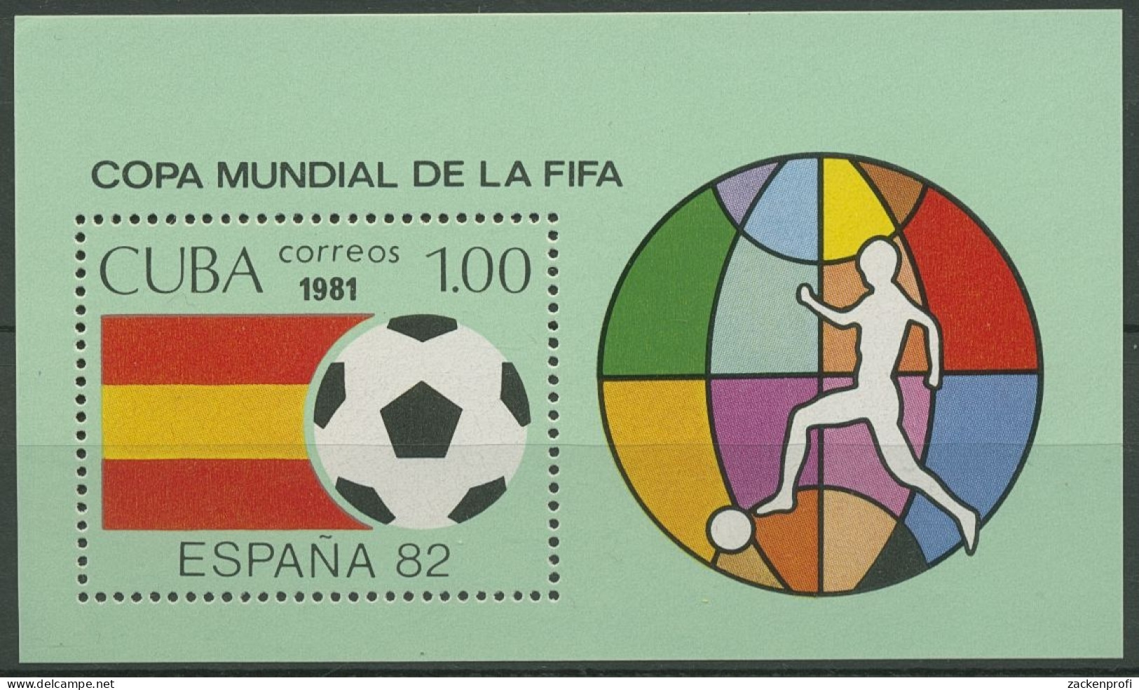 Kuba 1981 Fußball-WM Spanien Block 66 Postfrisch (C94071) - Blocks & Sheetlets
