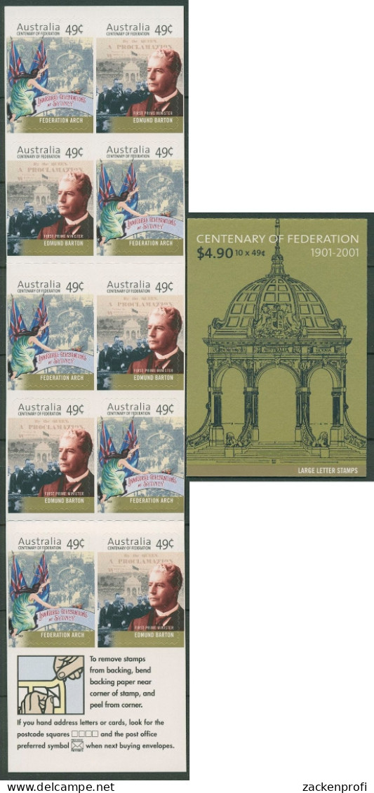 Australien 2001 100 J. Commonwealth Of Australia MH 136 BA Postfrisch (C29573) - Postzegelboekjes