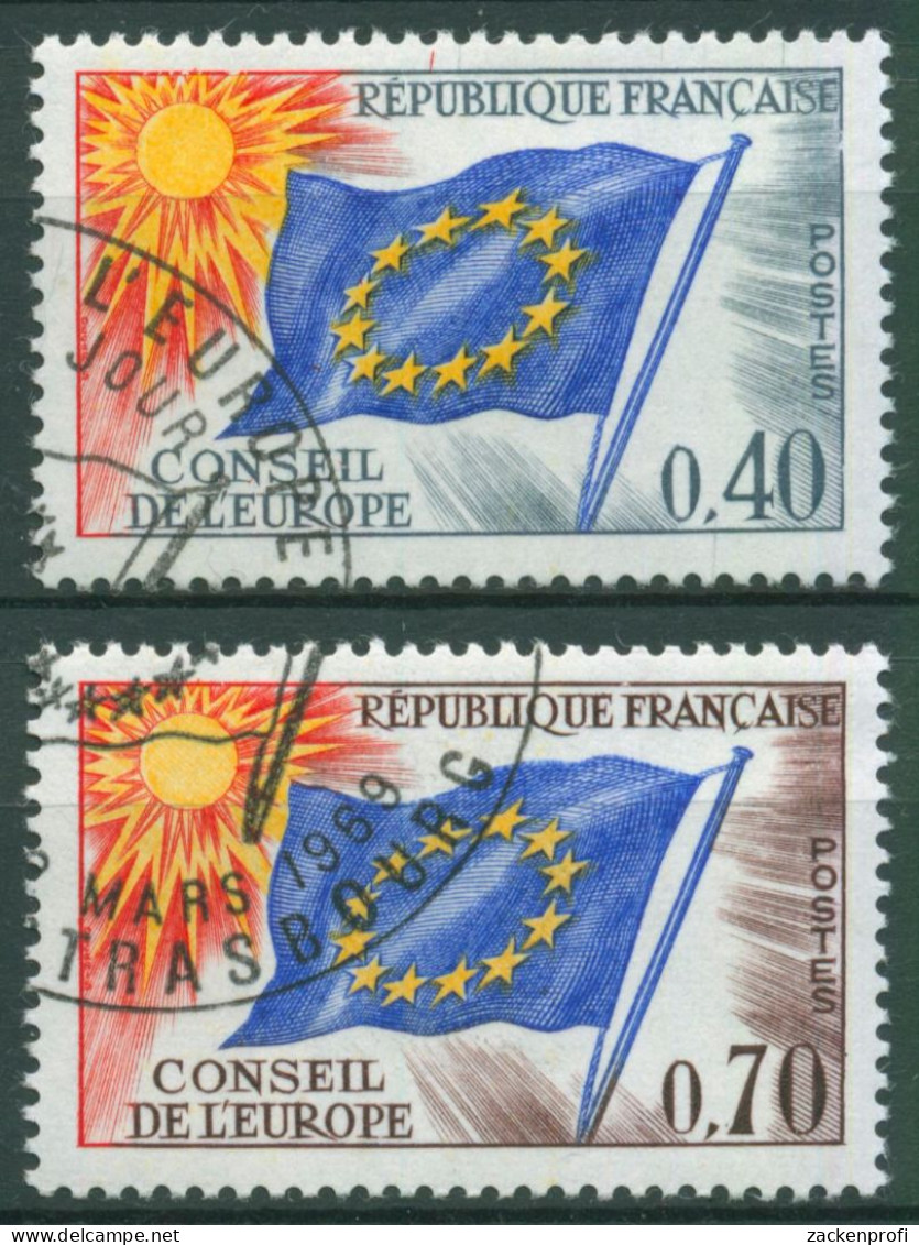 Frankreich 1969 Dienstmarken Europarat Europafahne D 13/14 Gestempelt - Oblitérés