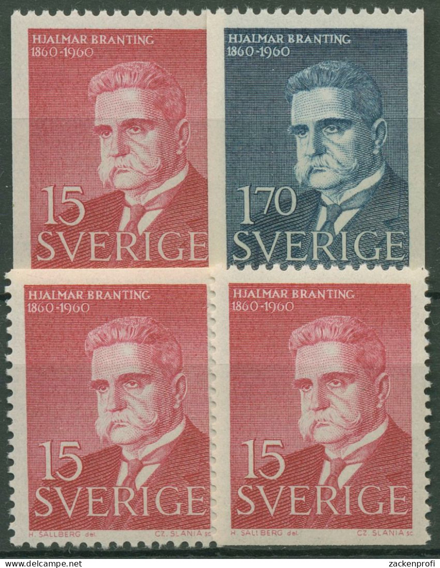 Schweden 1960 Nobelpreisträger Hjalmar Branting 465/66 Postfrisch - Nuovi