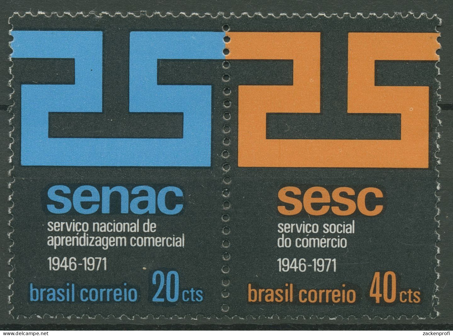 Brasilien 1971 Kaufmännische Berufsschule SENAC/SESC 1298/99 ZD Postfrisch - Unused Stamps