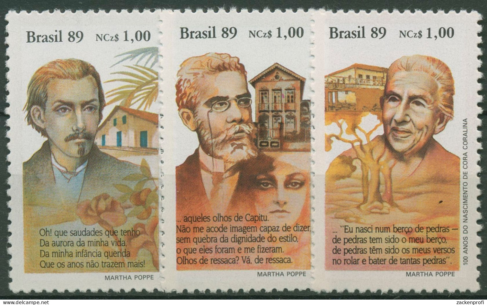 Brasilien 1989 Tag Des Buches Schriftsteller 2326/28 Postfrisch - Nuovi