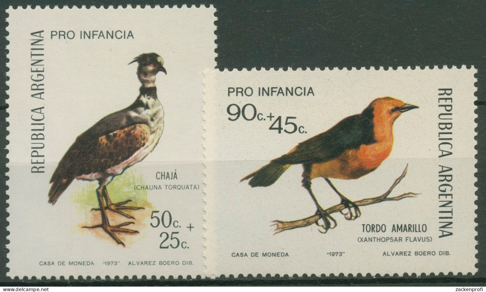 Argentinien 1973 Vögel Halsbandtschaja Gelbstärling 1142/43 Postfrisch - Ungebraucht