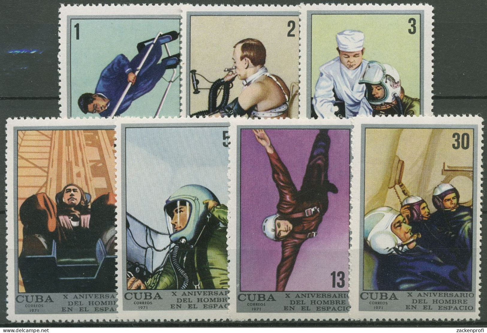 Kuba 1971 Raumfahrt Kosmonauten Training 1681/87 Postfrisch - Unused Stamps