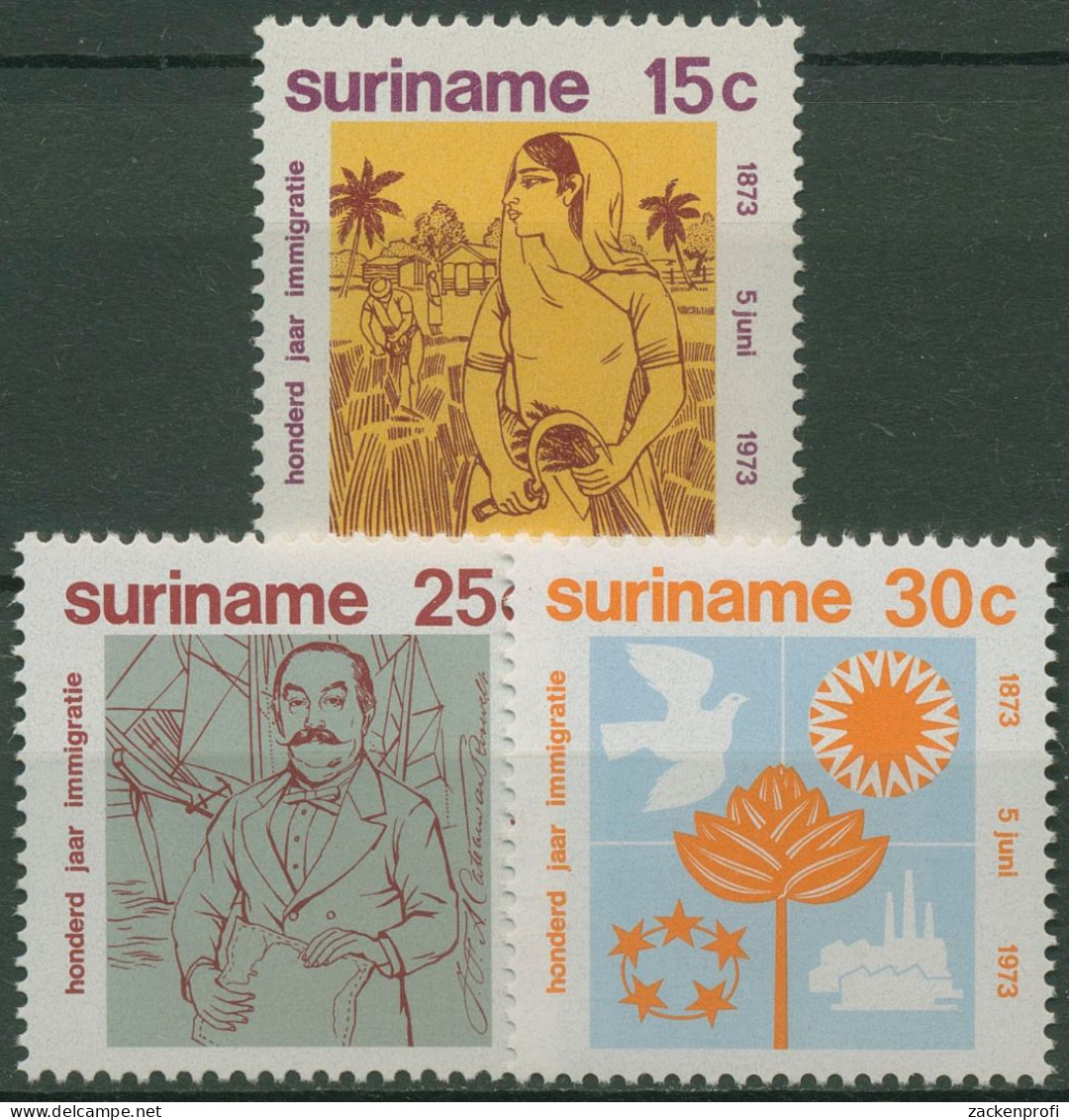 Surinam 1973 Indische Einwanderer 651/53 Postfrisch - Surinam