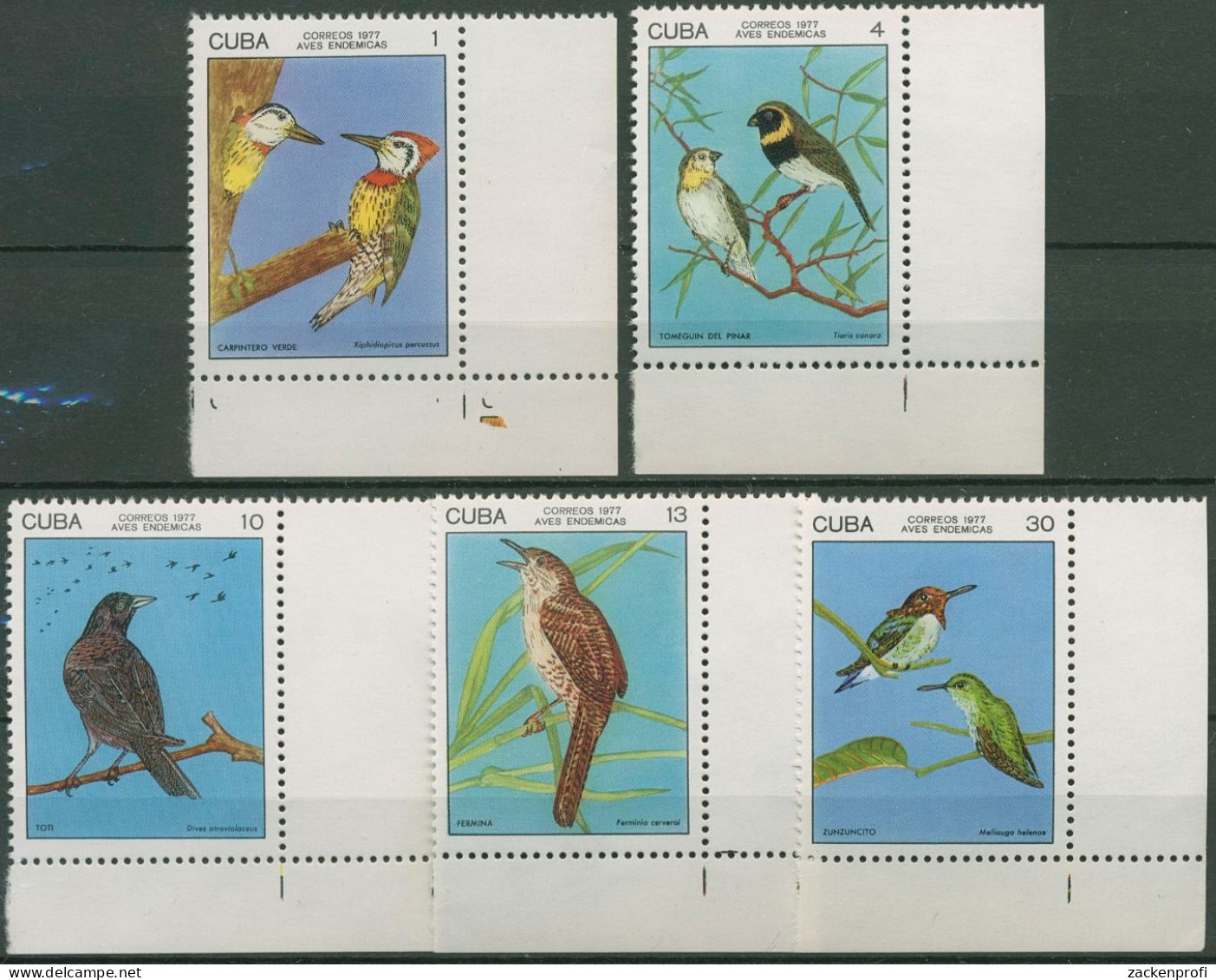 Kuba 1977 Naturschutz: Seltene Vögel 2197/2201 Ecke Postfrisch - Neufs