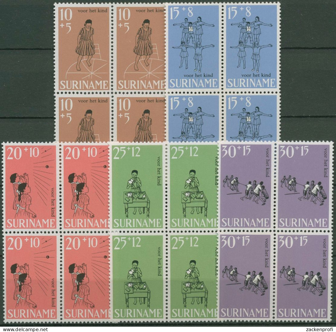 Surinam 1968 Voor Het Kind Kinderspiele 548/52 4er-Block Postfrisch - Surinam