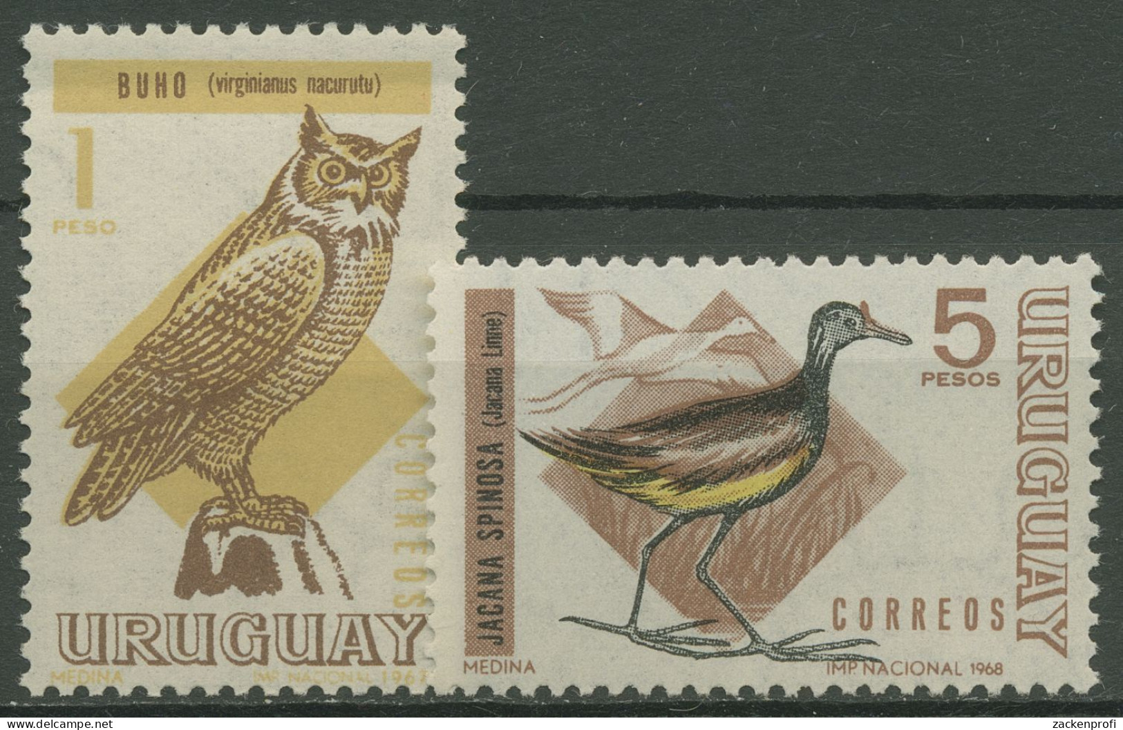 Uruguay 1968 Vögel Uhu Blatthühnchen 1113/14 Postfrisch - Uruguay