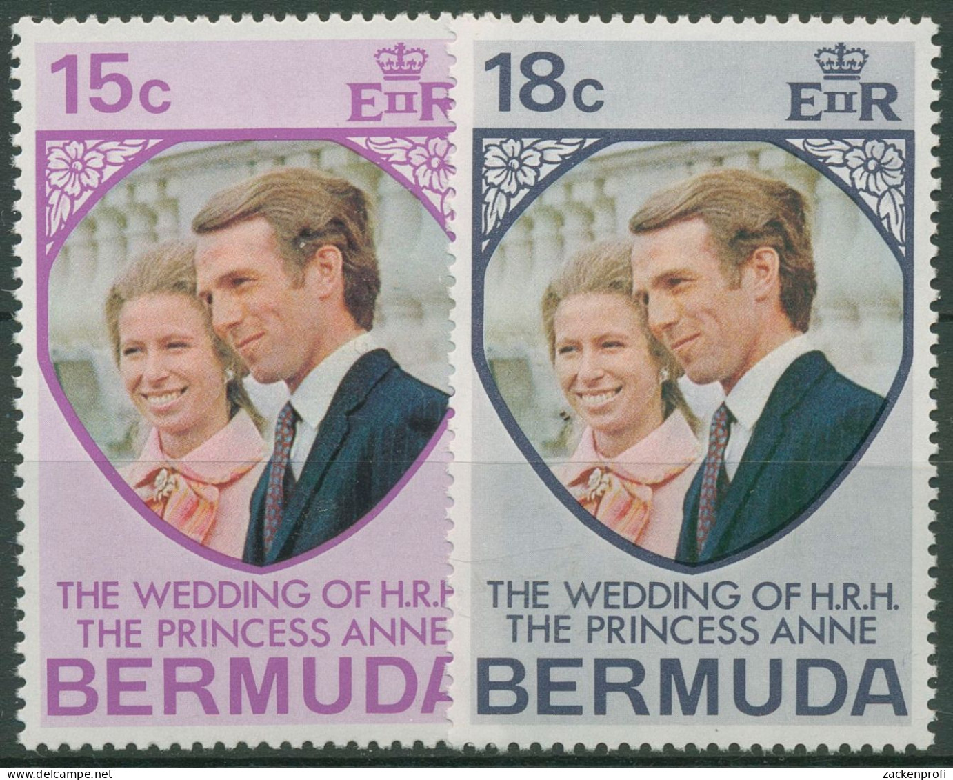 Bermuda-Inseln 1973 Hochzeit Prinzessin Anne & Marc Phillpis 291/92 Postfrisch - Bermudas