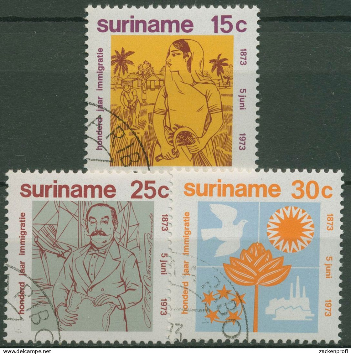 Surinam 1973 Indische Einwanderer 651/53 Gestempelt - Surinam