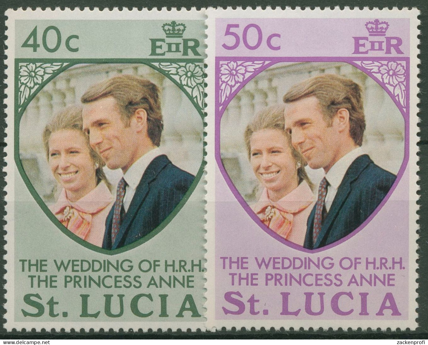 St. Lucia 1973 Hochzeit Prinzessin Anne & Marc Phillips 341/42 Postfrisch - St.Lucia (1979-...)