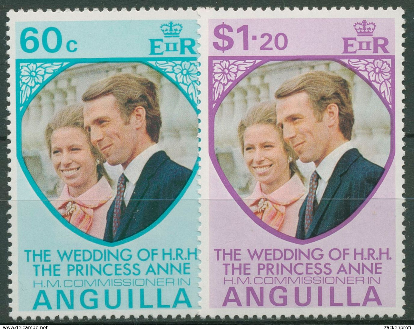 Anguilla 1973 Hochzeit Prinzessin Anne & Mark Phillips 178/79 Postfrisch - Anguilla (1968-...)