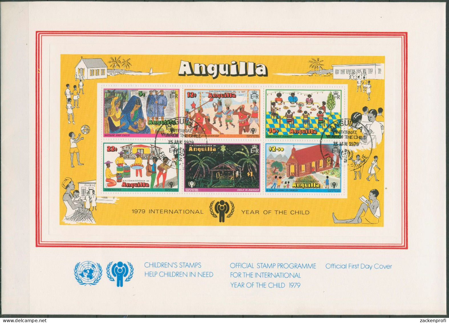 Anguilla 1979 Jahr Des Kindes Kinderzeichnungen Block 23 FDC (SG61420) - Anguilla (1968-...)