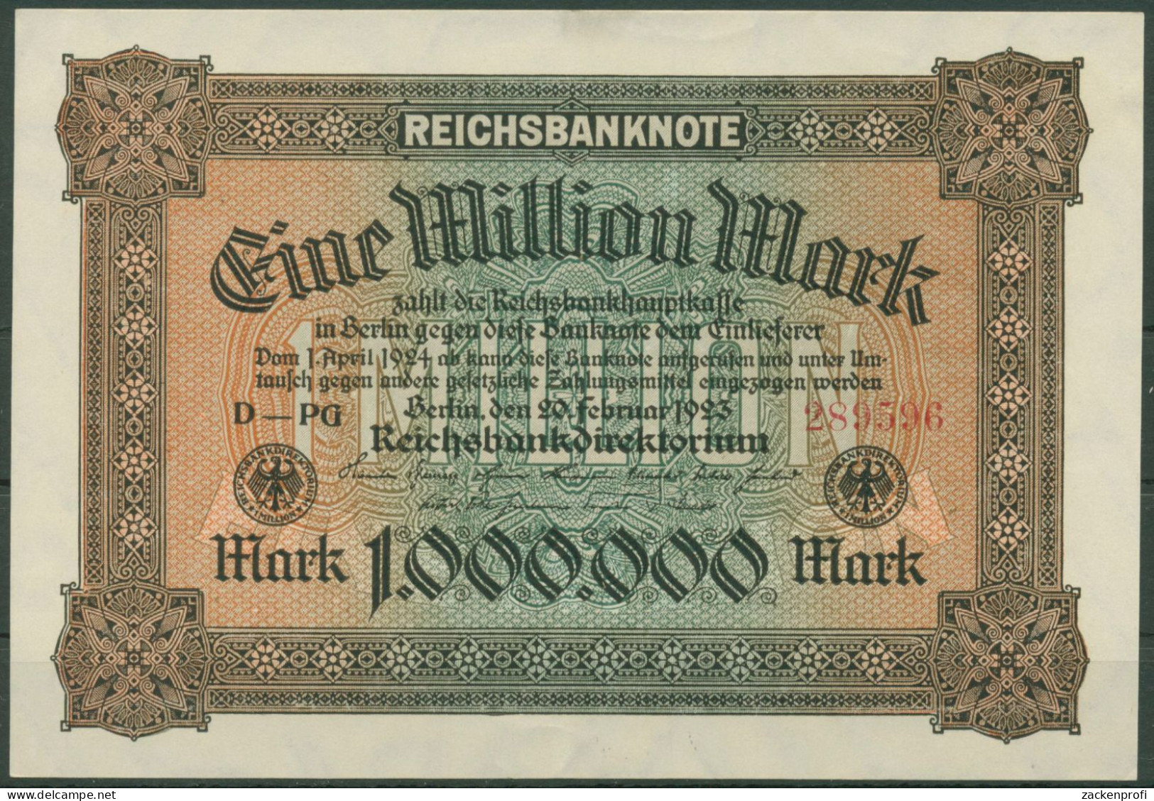 Dt. Reich 1 Million Mark 1923, Ro 85 A Leicht Gebraucht (K861) - 1 Mio. Mark