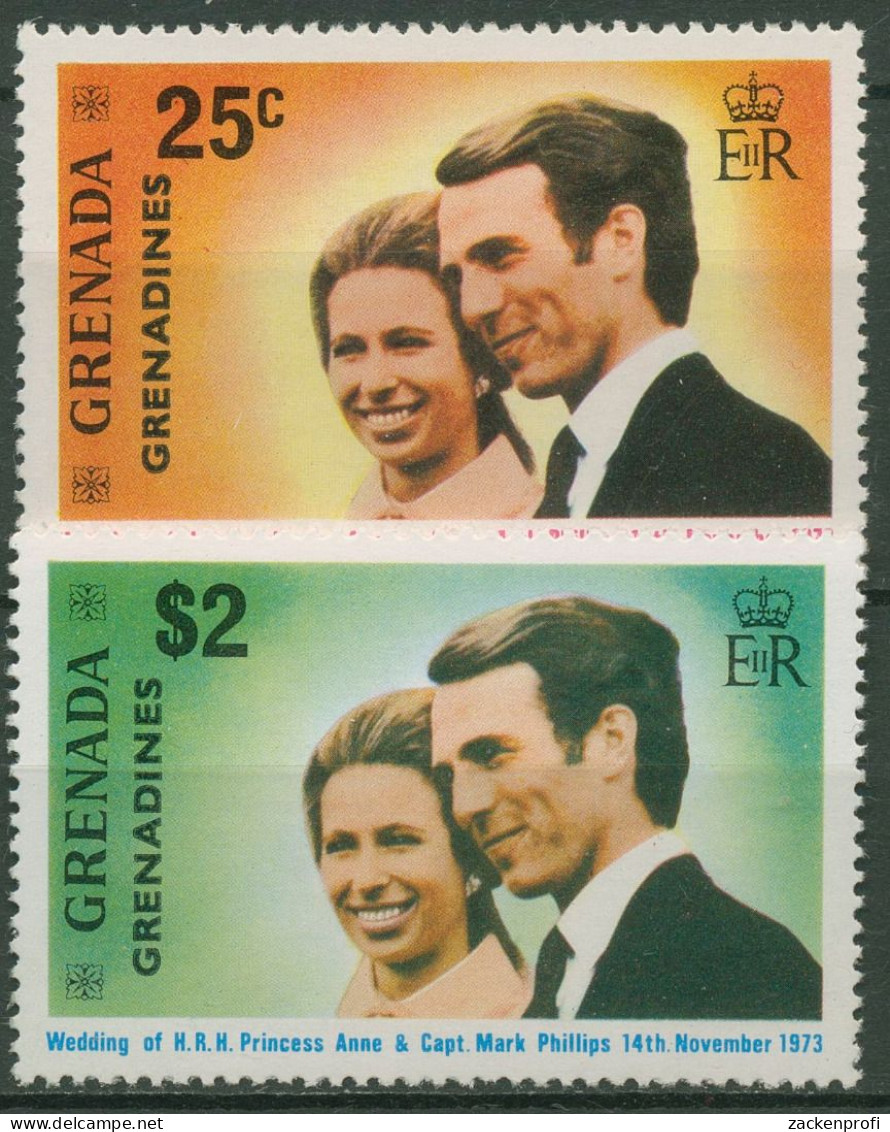 Grenada-Grenadinen 1973 Prinzessin Anne Mark Phillips 1/2 Postfrisch - Grenada (1974-...)