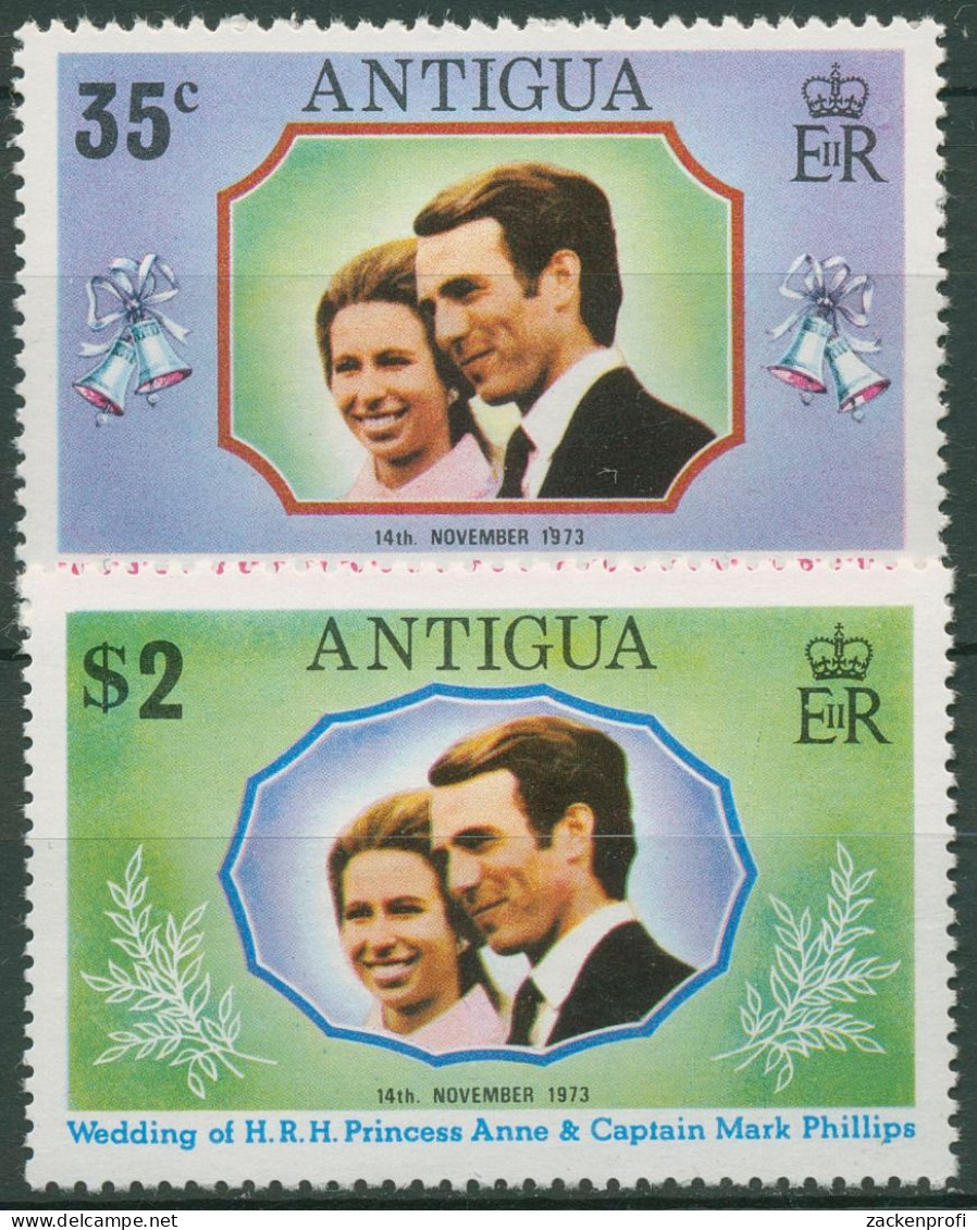 Antigua 1973 Hochzeit Prinzessin Anne & Marc Phillips 310/11 Postfrisch - 1960-1981 Interne Autonomie