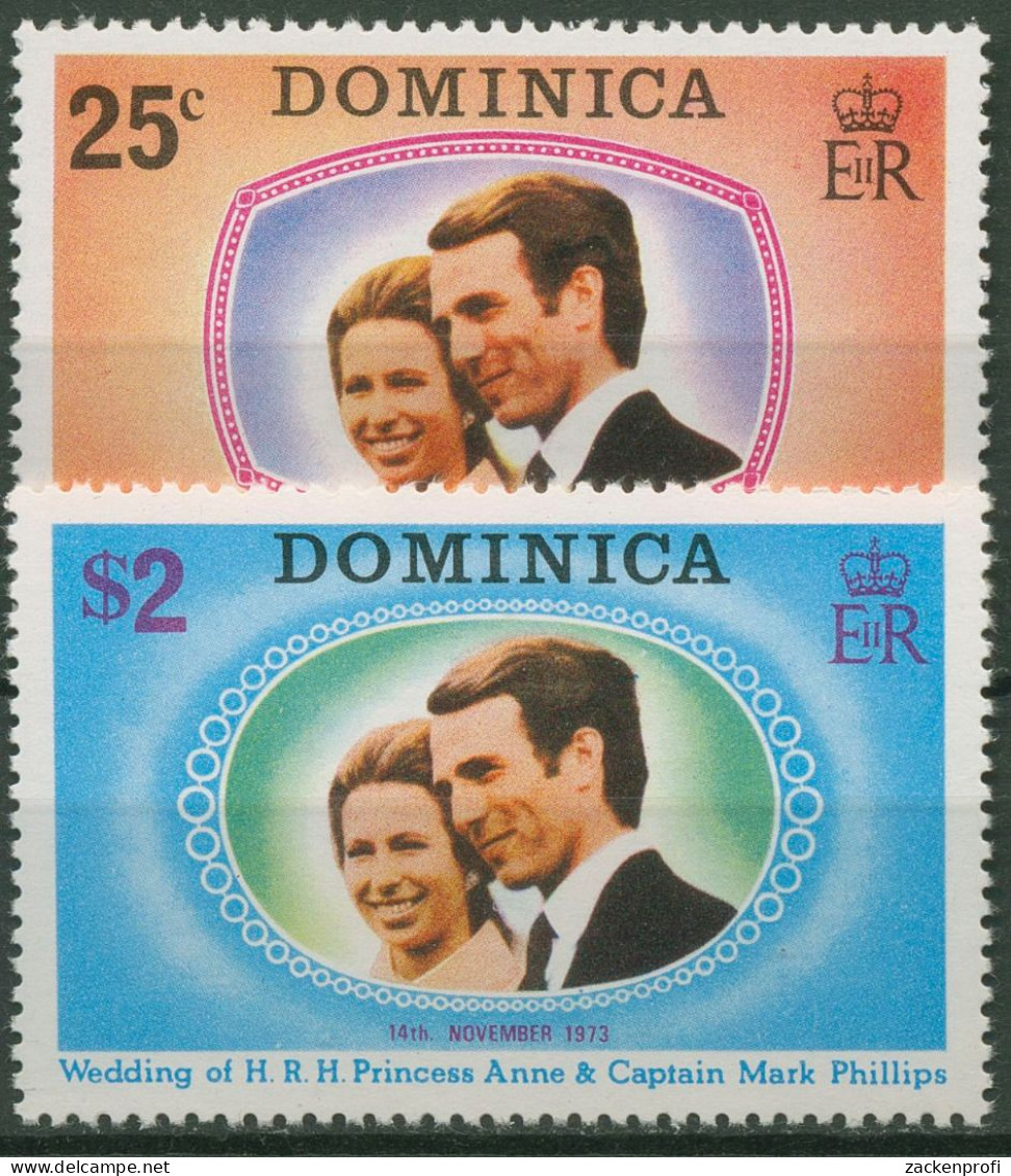 Dominica 1973 Hochzeit Prinzessin Anne & Marc Phillips 379/80 Postfrisch - Dominique (...-1978)