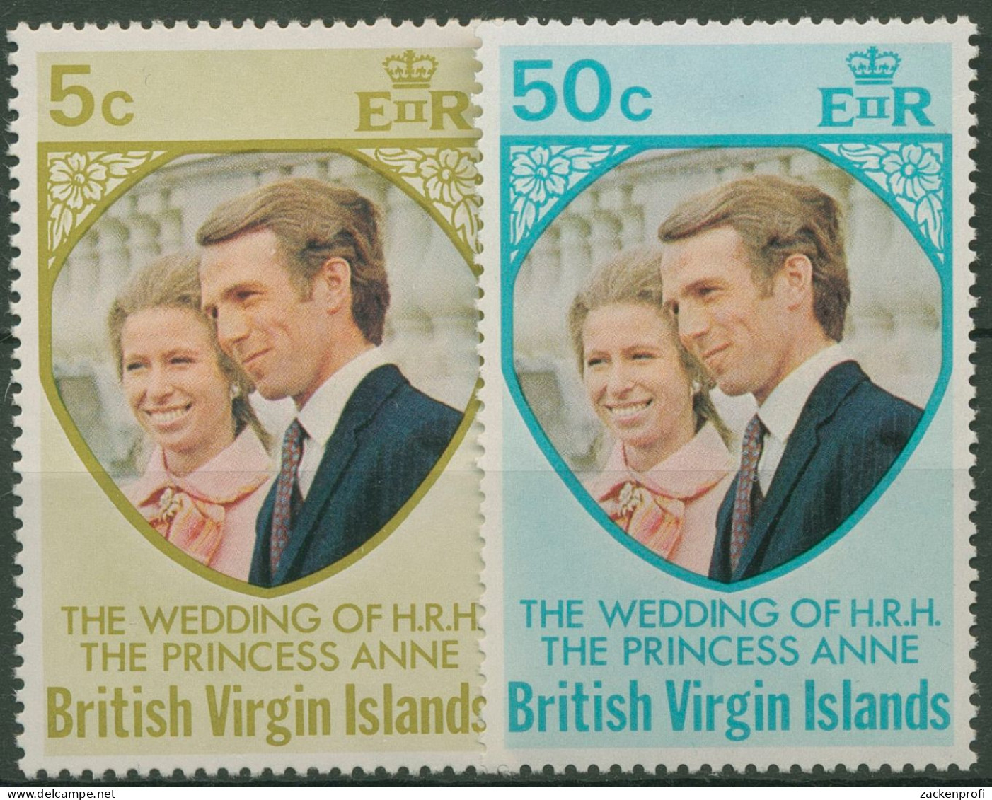 Britische Jungferninseln 1973 Hochzeit Prinzessin Anne 256/57 Postfrisch - British Virgin Islands
