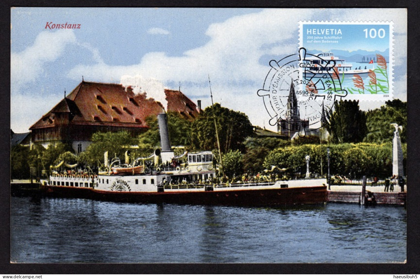 Maximumkarte 2024 Bodensee Schifffahrt - Antike Karte - Maximumkarten (MC)