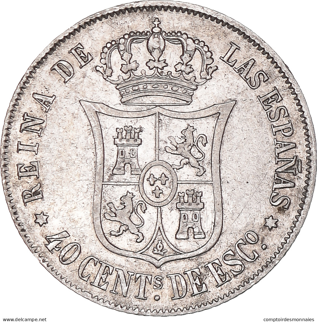 Monnaie, Espagne, Isabel II, 40 Centimos, 1866, Madrid, TTB+, Argent, KM:628.2 - Primi Conii