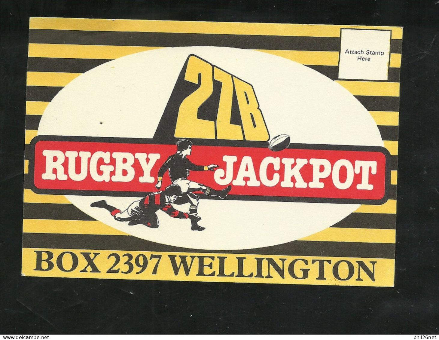 Nouvelle Zélande Carte Postale Pour Rugby Jackpot 2ZB Wellington Concours De Pronostics Neuve TB Voir Scan Soldé ! ! ! - Rugby