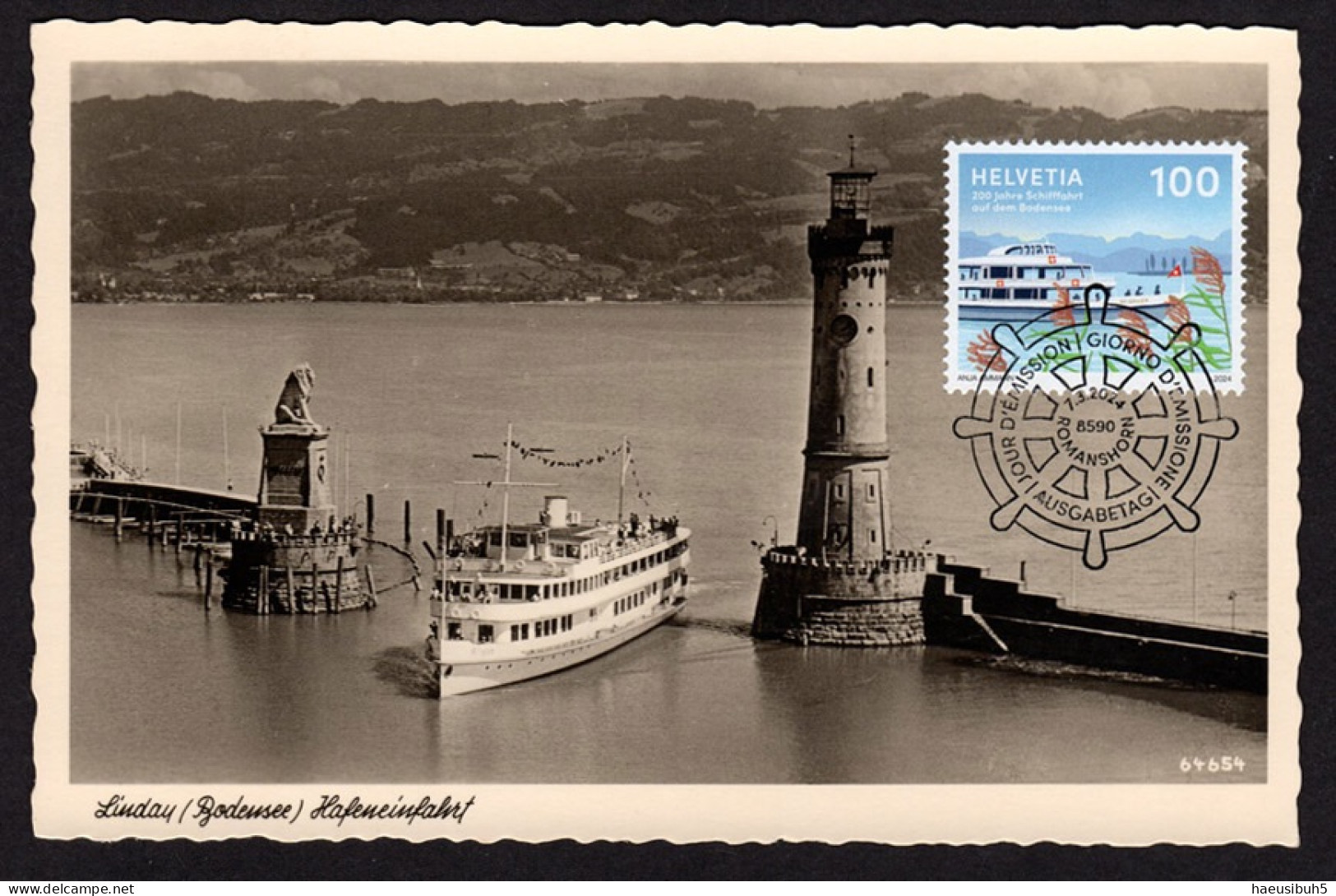 Maximumkarte 2024 Bodensee Schifffahrt - Antike Karte - Maximum Cards