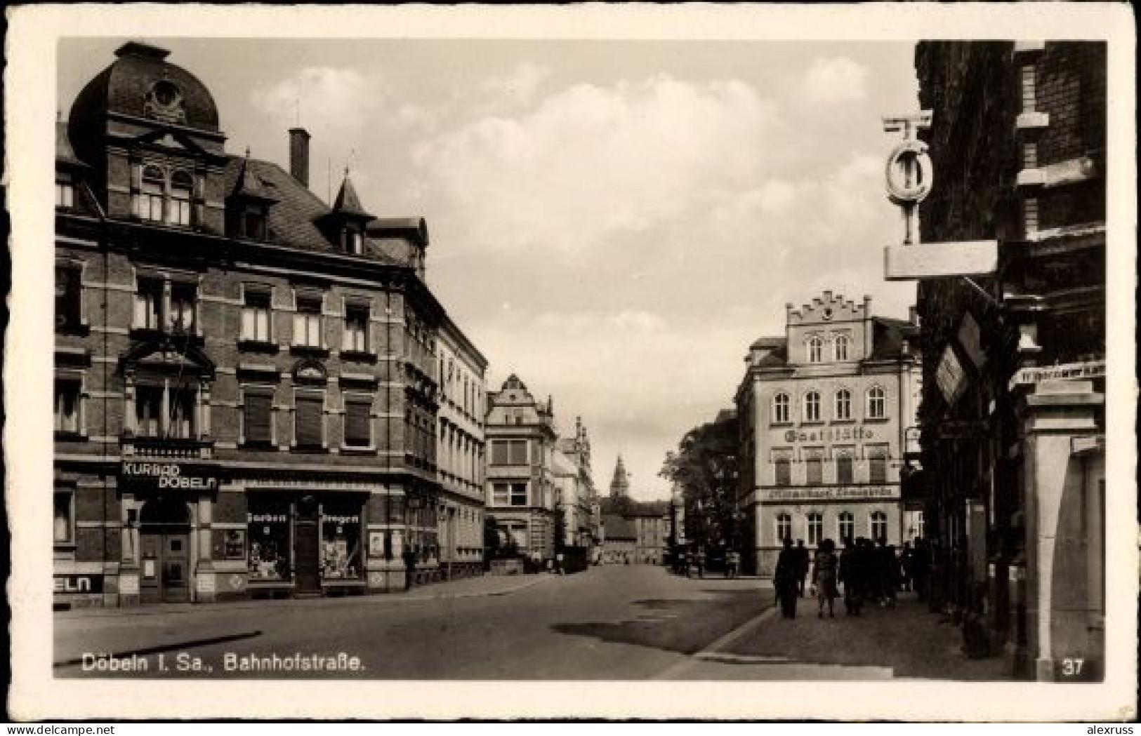 Pre WW-2 Germany Postcard, Döbeln In Central Saxony,  Bahnhofstrasse, Kurbad Döbeln, VF Unused - Döbeln