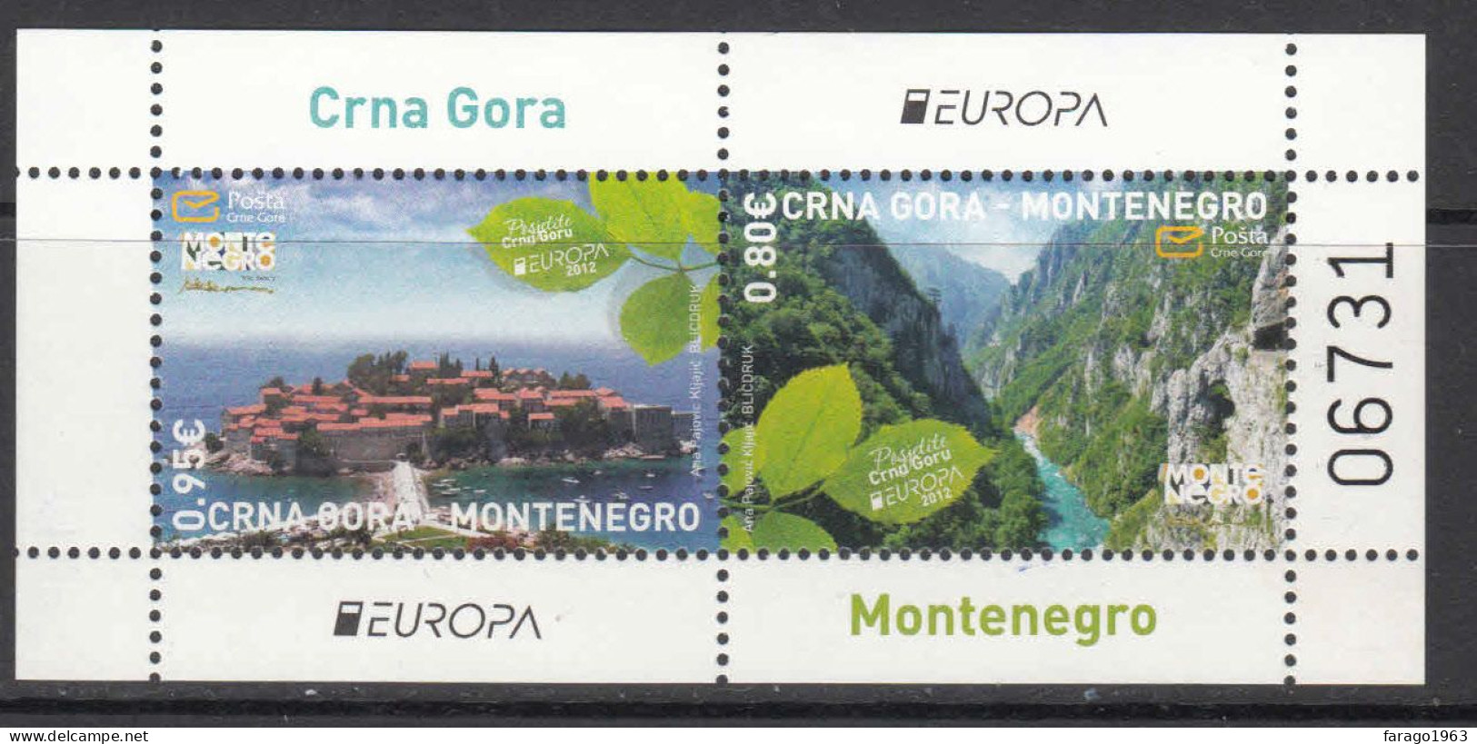 2012 Montenegro Europa Tourism Souvenir Sheet MNH - Montenegro