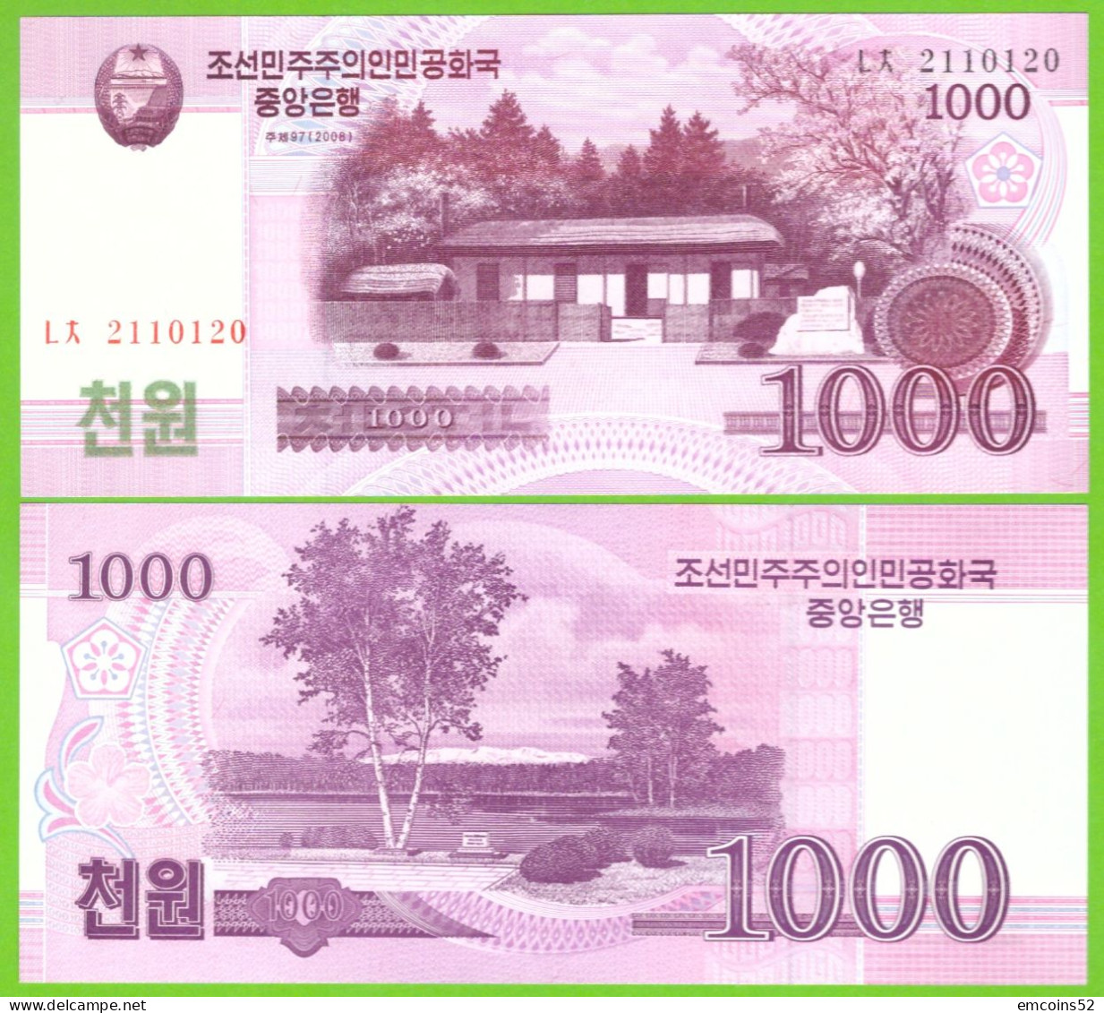 KOREA NORTH 1000 WON 2008 P-64(1) UNC - Korea (Nord-)