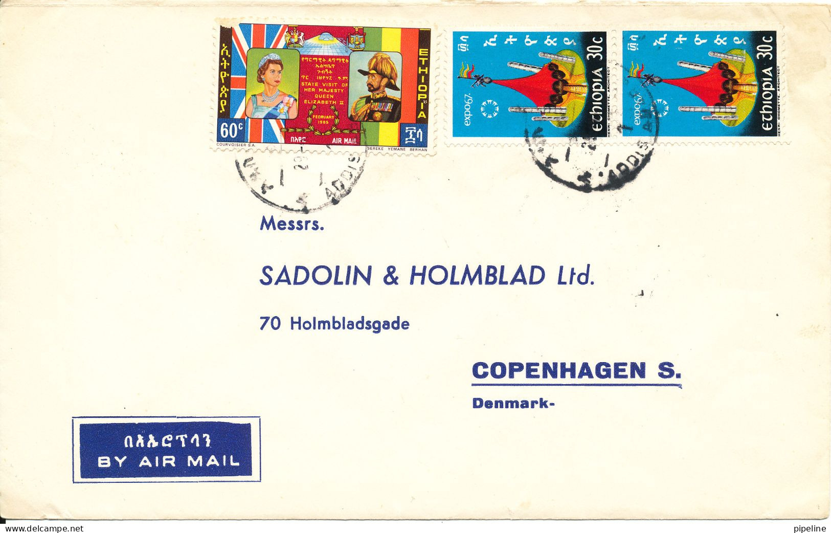 Ethiopia Cover Sent To Denmark 1968 ?? Topic Stamps - Äthiopien