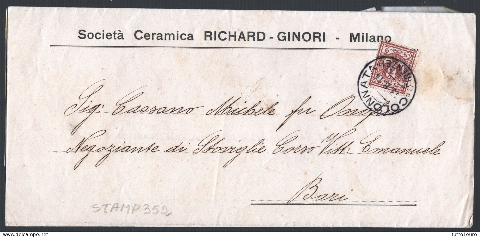 PIEGO COMMERCIALE - RICHARD GINORI CON SEDE A MILANO MA SPEDITO DA COLONNATA DI SESTO FIORENTINO NEL 1914 (STAMP352) - Italie