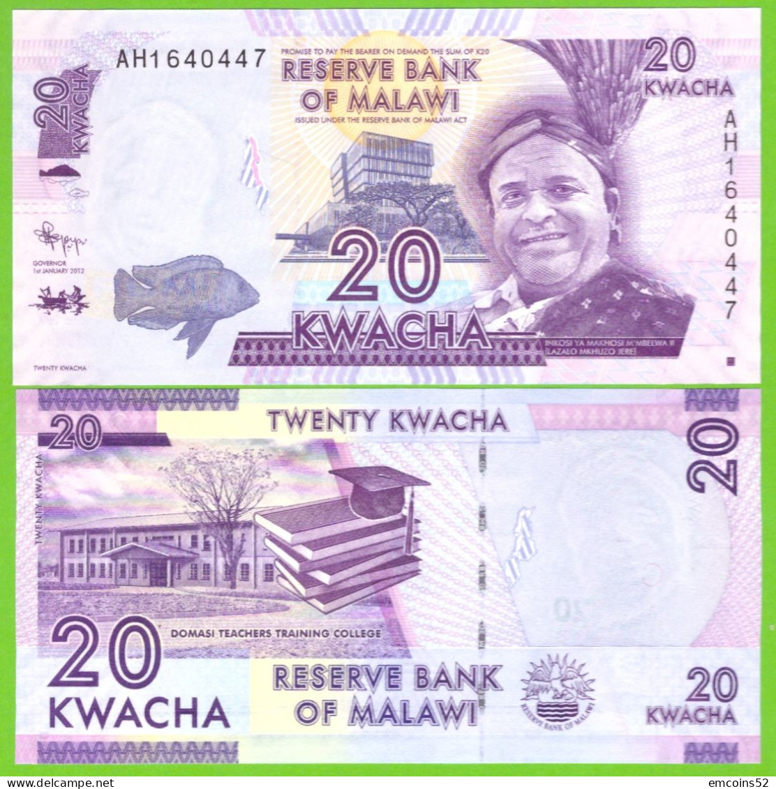 MALAWI 20 KWACHA 2012 P-57a UNC - Malawi