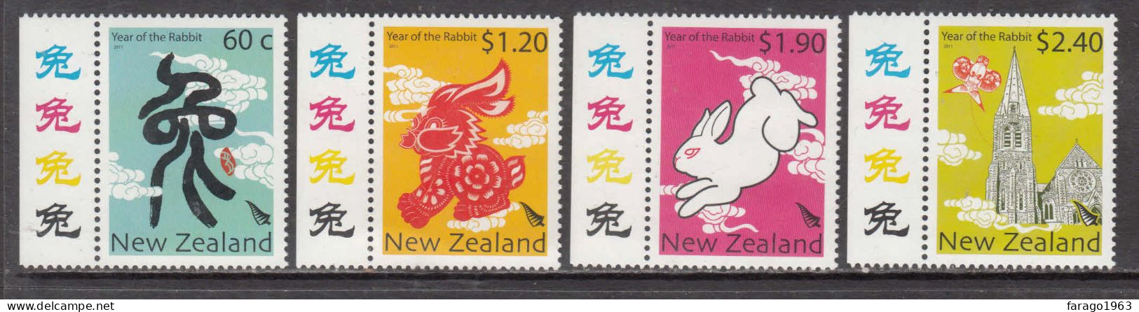 2011 New Zealand Year Of The Rabbit Complete Set Of 4 MNH @ BELOW FACE VALUE - Nuovi