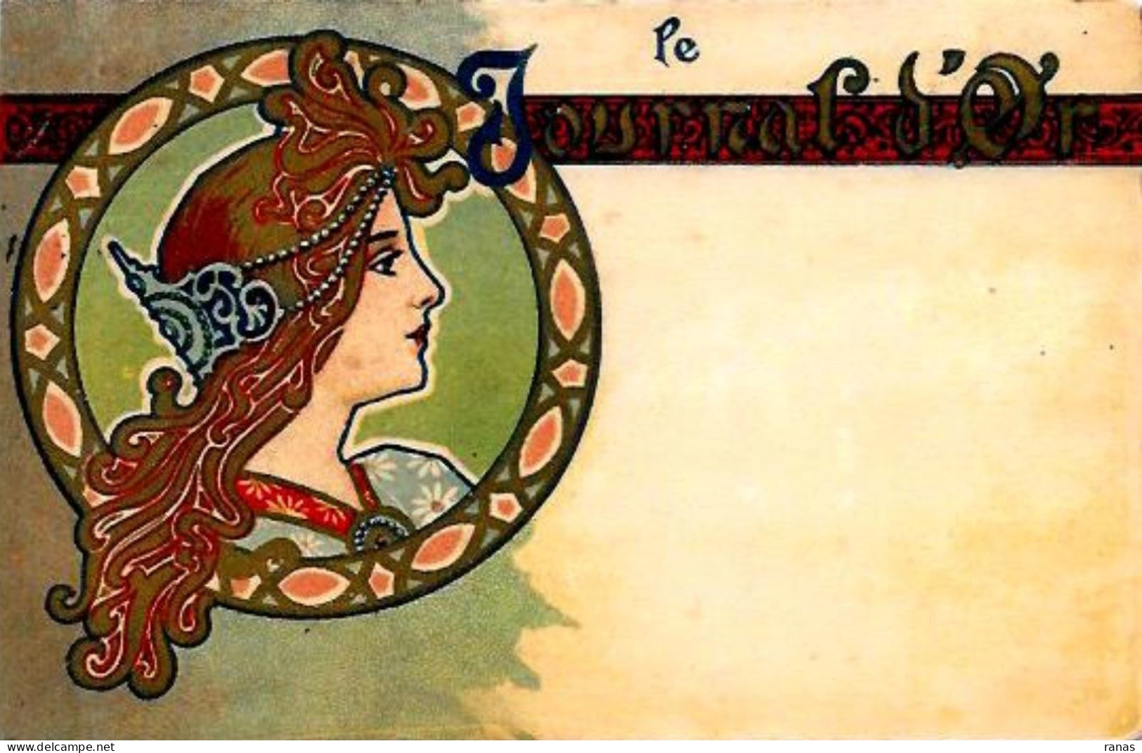 CPA Art Nouveau Femme Girl Women Type Mucha Kirchner Publicité Publicitaire Le Journal D'or Circulé - Ante 1900