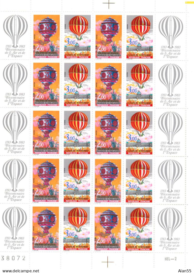 FRANCE.1983.  ."1ERE ASCENSION DE LHOMME DANS L'ATMOSPHERE".FEUILLE NEUVE** . - Luchtballons