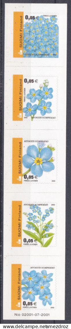 Finlande 2002 ** - Fleurs - Ne M'oublie Pas - Timbres Autocollants La Bande  (A5) - Ongebruikt