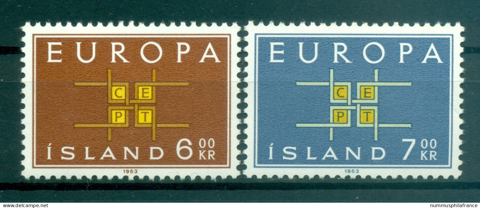 Islande 1963 - Y & T N. 328/29 - Europa (Michel N. 373/74) - Nuovi