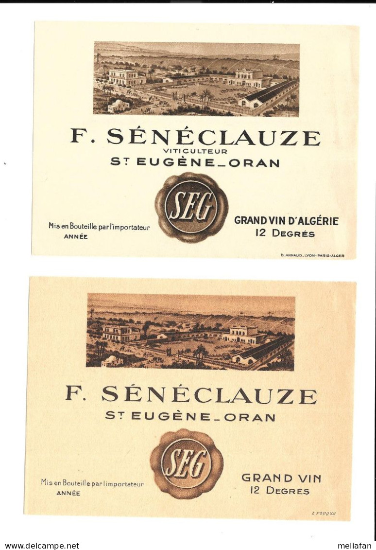 KB196 - ETIQUETTES VIN SAINT EUGENE - ORAN ALGERIE - F. SENECLAUZE - Alcohols