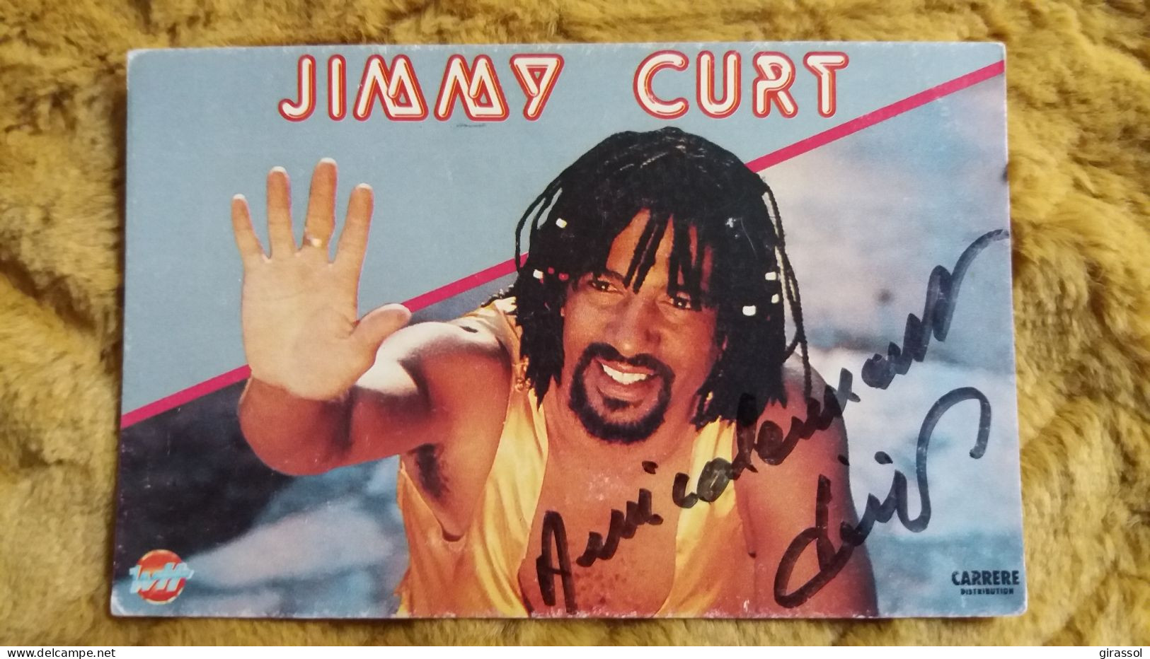 CPSM JIMMY CURT CHANTEUR DSIQUES CARRERE JEUNE DEDICACE SIGNATURE AUTOGRAPHE - Chanteurs & Musiciens