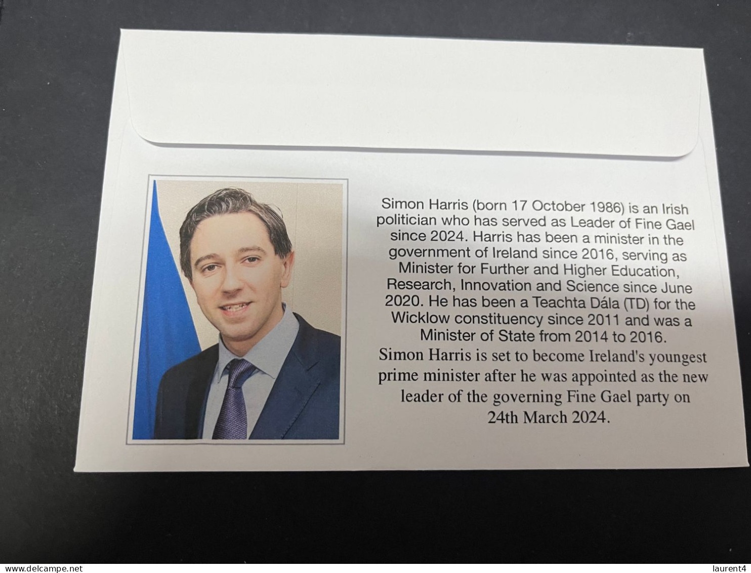 27-3-2024 (4 Y 12) Ireland New Prime Minister - Simon Harris (24-3-2024) - Brieven En Documenten