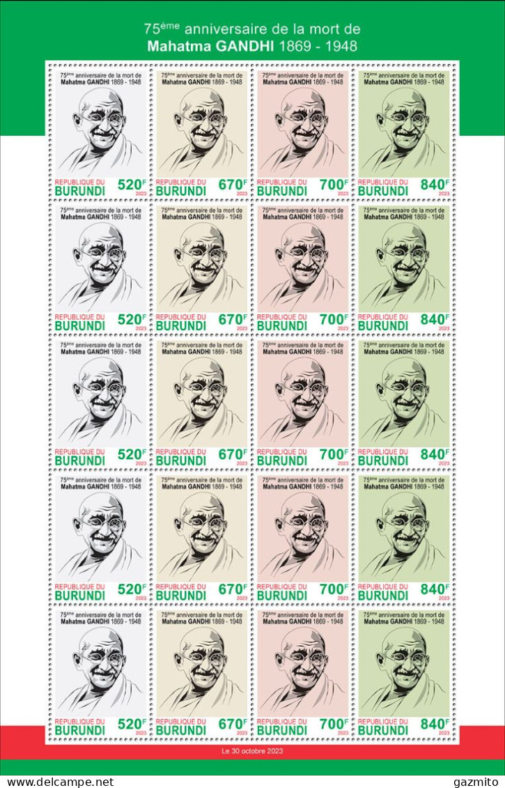 Burundi 2023, Gandhi, Sheetlet - Unused Stamps