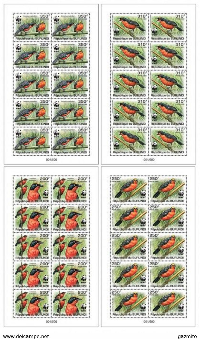 Burundi 2022, WWF, Birds, 4sheetlets - Unused Stamps