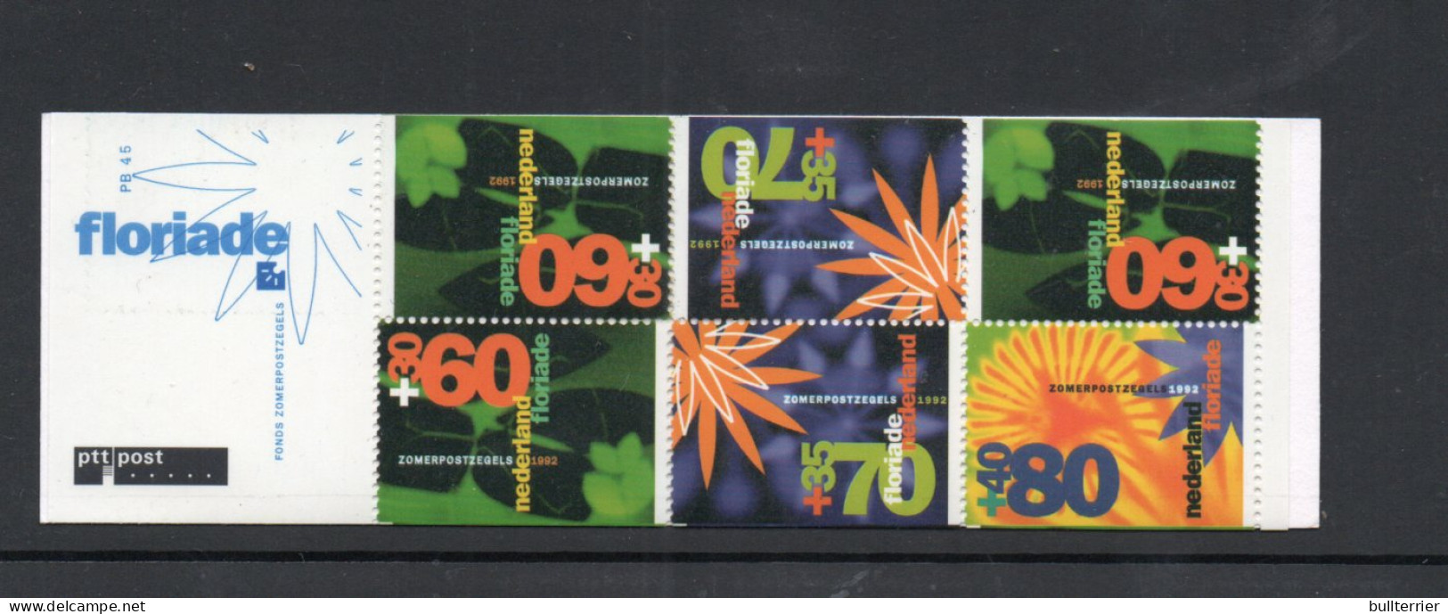 NETHERLANDS - 1992- FLOWERS BOOKLET COMPLETE  MINT NEVER HINGED, SG CAT £11.20 - Libretti