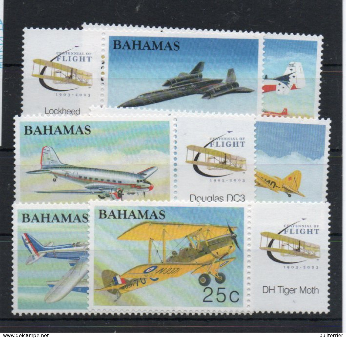 BAHAMAS  - 2003- POWERED FLIGHT SET OF 6  MINT NEVER HINGED, SG CAT £10.15 - Bahamas (1973-...)