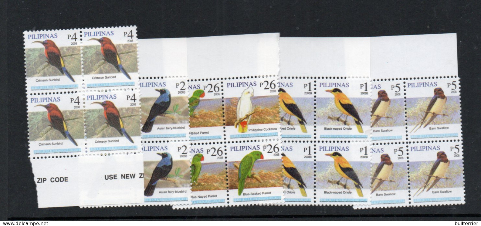 BIRDS - PHILIPPINES - 2007 - BIRDS SELECTION IN BLOCKS OF 4  MINT NEVER HINGED  - Uilen