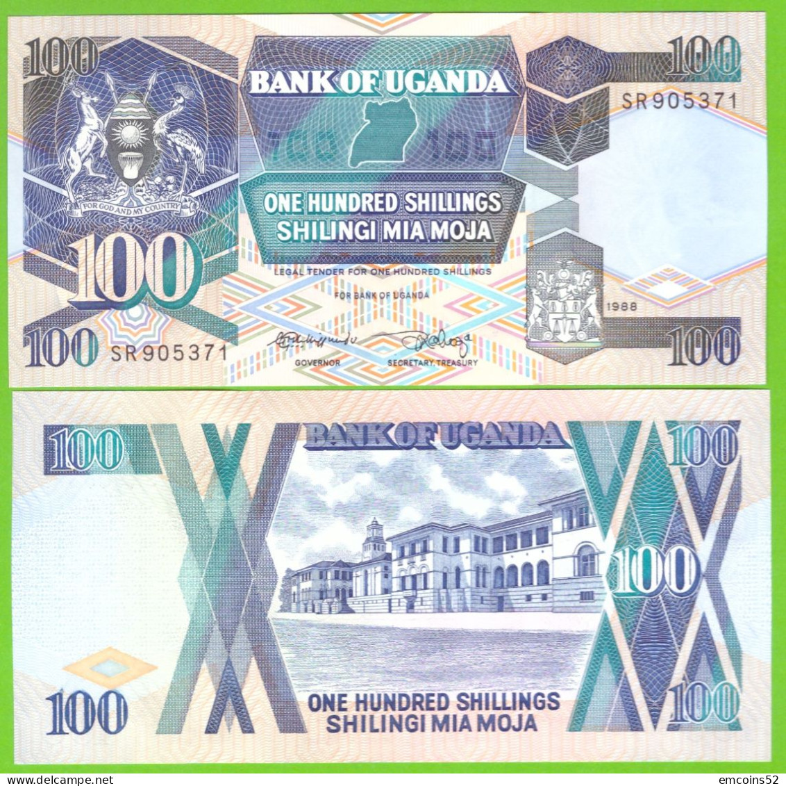 UGANDA 100 SHILINGI  1988 P-31b UNC - Ouganda