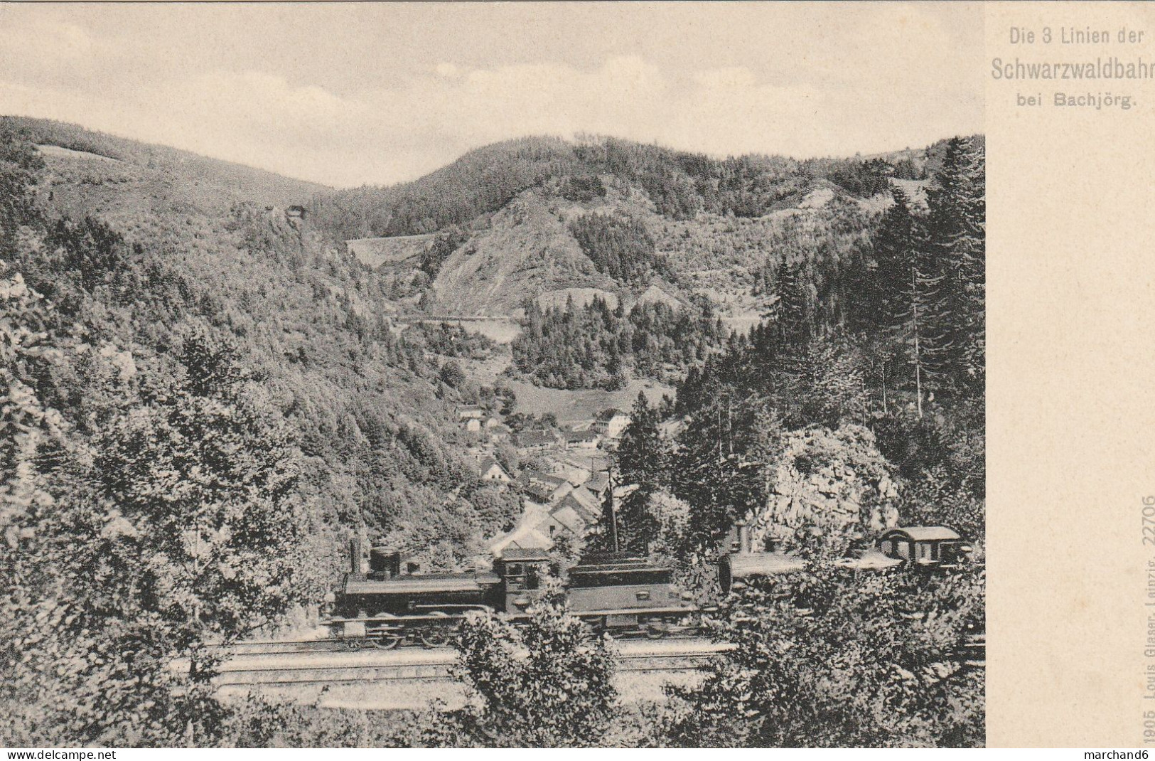 Die 3 Linien Der Schwarzwaldbahn Bei Bachjörg édition Louis Glaser Leipzig N°22706 - Baden-Baden